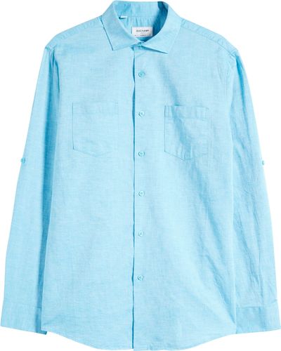 Duchamp Linen Blend Dress Shirt - Blue