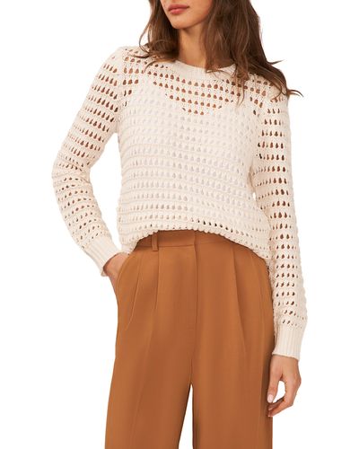 Halogen® Pointelle Sweater - Brown