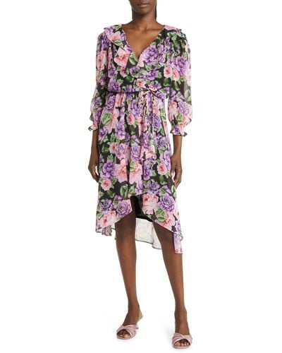 Fraiche By J Floral Ruffle Faux Wrap Dress At Nordstrom - Multicolor