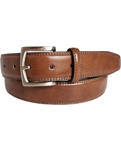 Vince Camuto Double Stitch Leather Belt - Brown