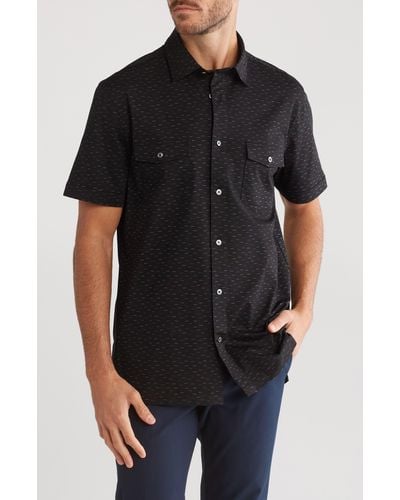 Bugatchi Ooohcotton® Short Sleeve Button-up Shirt - Black