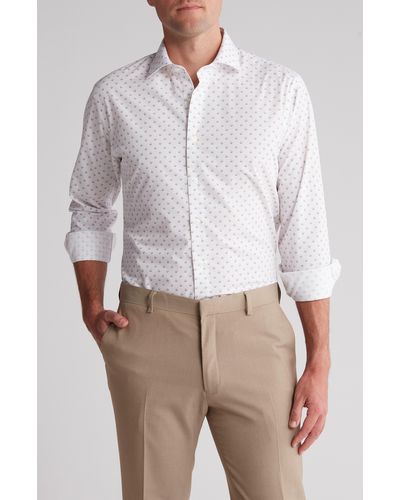 Nordstrom Quincy Trim Fit Geometric Print Button-up Shirt - White