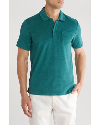 Tori Richard Bungalow Cotton Blend Terry Polo Shirt - Green