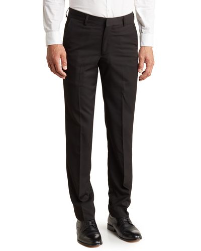 Berle Solid Flat Front Pants - Black