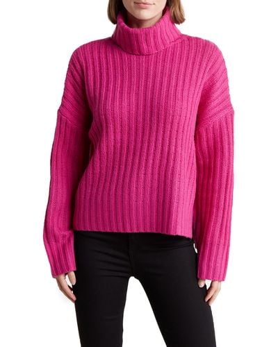 360cashmere Angelica Wool & Cashmere Ribbed Turtleneck Sweater - Pink