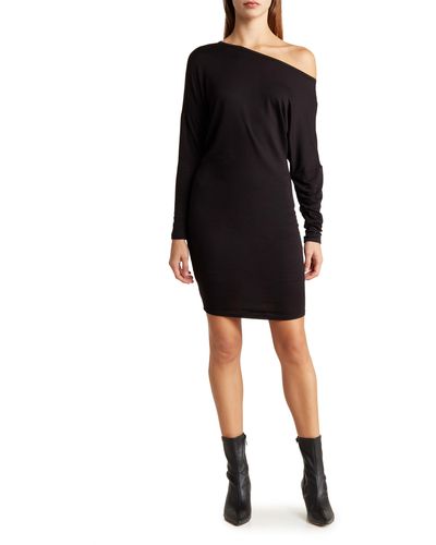 Go Couture One-shoulder Long Sleeve Jersey Dress - Black