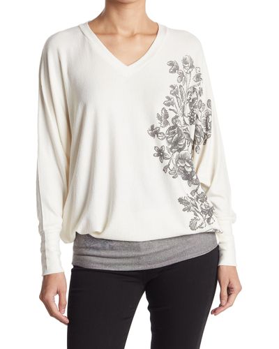 Go Couture Dolman Sleeve Tunic Sweater - White