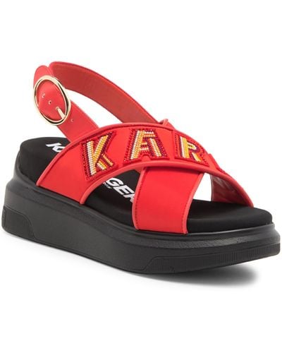 Karl Lagerfeld Trella Slingback Platform Wedge Sandal - Red