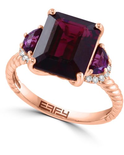 Effy 14k Rose Gold Rhodolite & Diamond Ring - Red