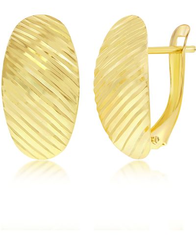 Simona 14k Yellow Gold Textured Oval Half Huggie Hoop Earrings