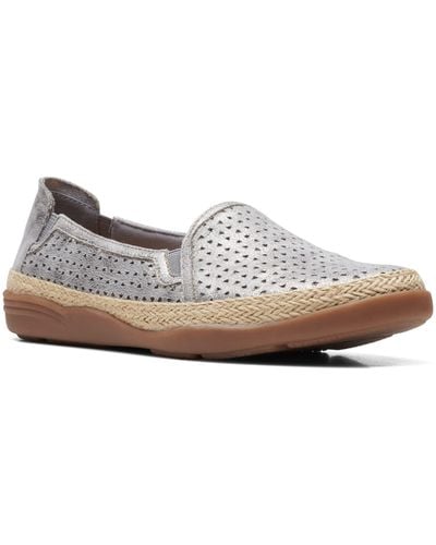 Clarks Elaina Ruby Laser Cut Espadrille Flat - White