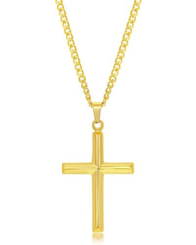 Black Jack Jewelry Stainless Steel 3d Cross Pendant Necklace - Metallic