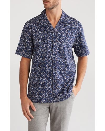 Bugatchi Ooohcotton® Short Sleeve Button-up Shirt - Blue