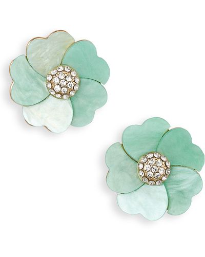 Tasha Crystal Flower Stud Earrings - Green