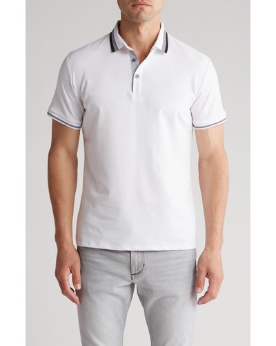 T.R. Premium Tipped Short Sleeve Knit Polo - White