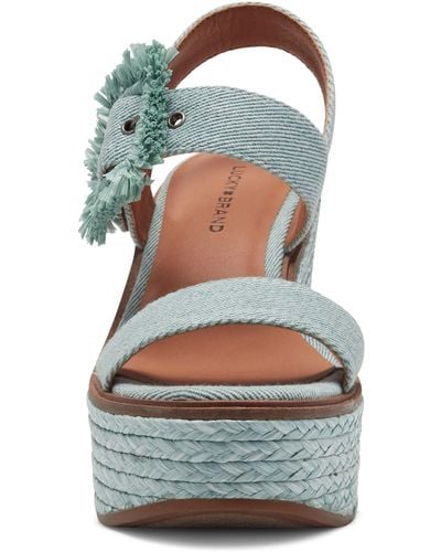 Lucky Brand Yidris Espadrille Platform Sandal In Wrought Iron At Nordstrom Rack - Blue