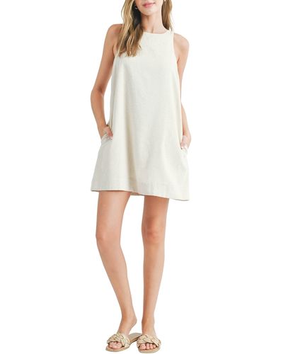 Lush Linen Blend A-line Dress - Natural