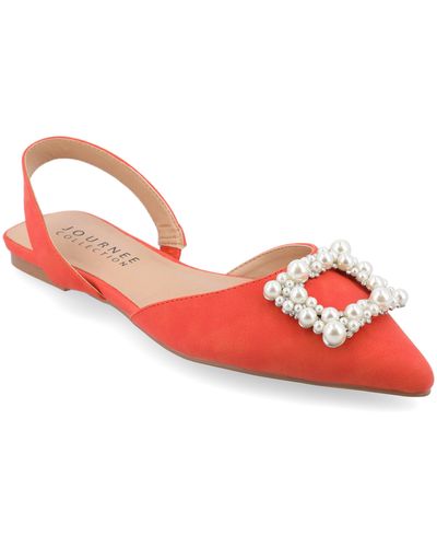 Journee Collection Hannae Slingback Flat - Red