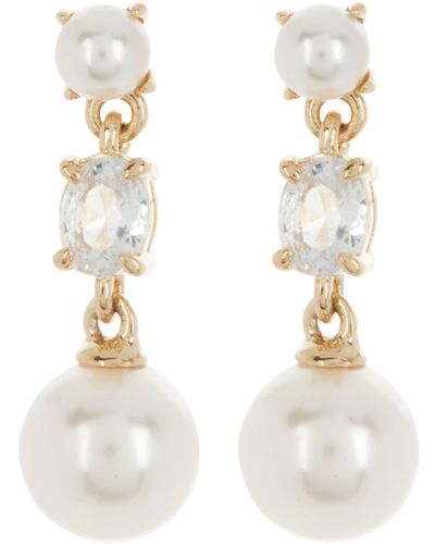 Nadri Emilia Cz & Imitation Pearl Drop Earrings - White