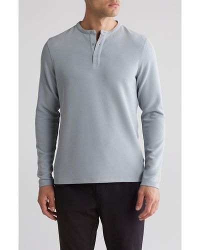 90 Degrees Supreme Waffle Knit Henley - Gray