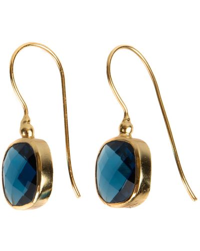Saachi Cushion Stone Drop Earrings - Blue