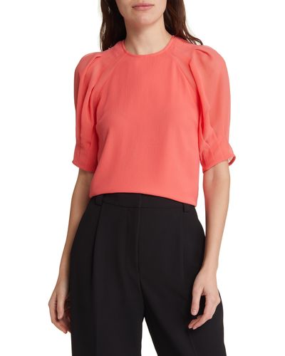 Ted Baker Natelie Puff Sleeve Boxy Top - Red