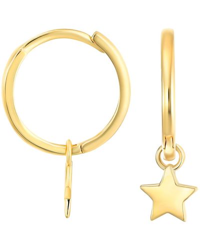 CANDELA JEWELRY 14k Gold Star Dangle Huggie Hoop Earrings - Metallic