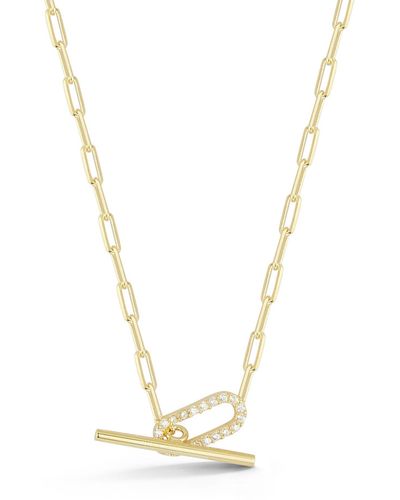 Glaze Jewelry Sterling Silver Cz Link Toggle Necklace - Metallic