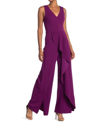 Marina Ruffled Sleeveless Jumpsuit - Purple