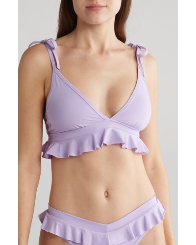 Hanky Panky Ruffle Triangle Bikini Top - Purple