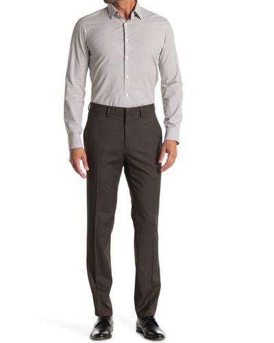 Kenneth Cole Texture Weave Slim Fit Dress Pant - Brown