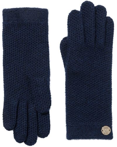 Bruno Magli Cashmere Honeycomb Knit Gloves - Blue