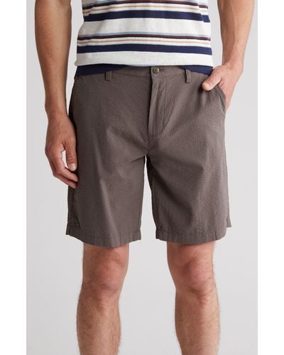 Slate & Stone Seersucker Cotton Shorts - Gray
