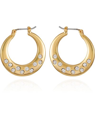 T Tahari Crystal Embellished Hoop Earrings - Metallic