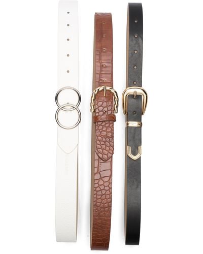 Vince Camuto Set Of 3 Faux Leather Belts - White