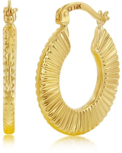 Simona 14k Gold Textured Hoop Earrings - Metallic