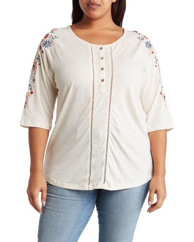 Forgotten Grace Floral Embroidered Blouse - White