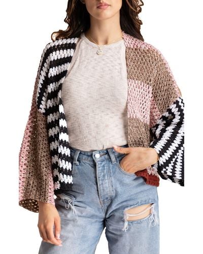 Saachi Birdie Colorblock Crochet Short Jacket - Gray