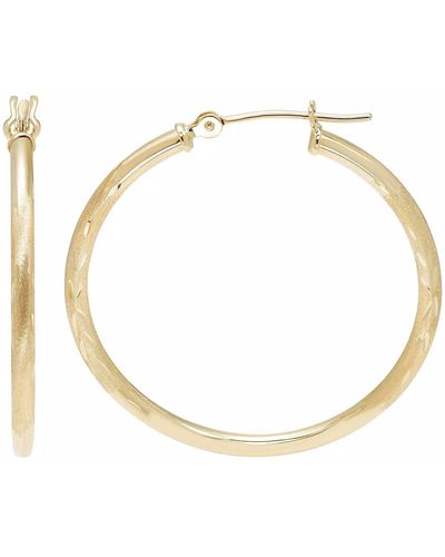 A.m. A & M 14k Gold Leaf Cut Hoop Earrings - White