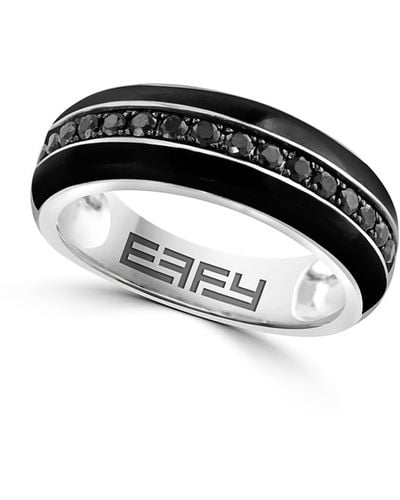 Effy Sterling Silver Pavé Black Spinel Ring