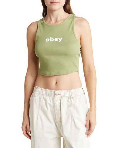 Obey Lower Case Logo Graphic Tank - Green