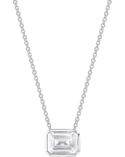 Badgley Mischka 14k Gold Emerald Cut Lab-created Diamond Pendant Necklace - Blue