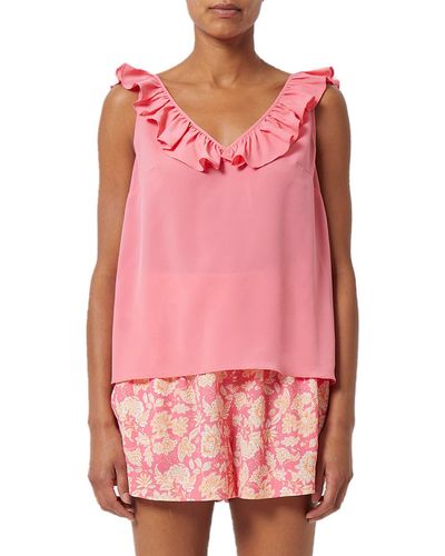 French Connection Ruffle Crepe Tank - Pink
