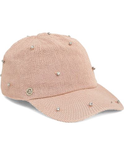 Steve Madden Embellished Straw Baseball Cap - Pink