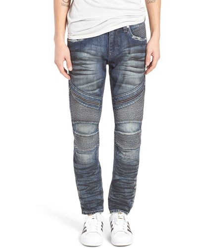 Rock Revival Skinny Fit Moto Jeans - Blue