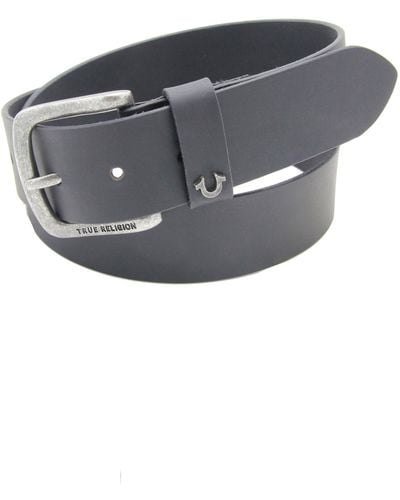True Religion Earl Horseshoe Leather Belt - Gray