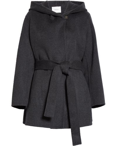 Vince Hooded Wool Blend Coat In Heather Charcoal At Nordstrom Rack - Gray