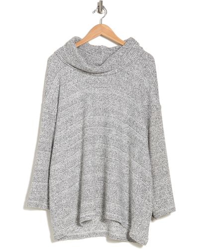 Ruby Rd. Marled Chenille Cowl Neck Sweater In Black/alabaster At Nordstrom Rack - Gray
