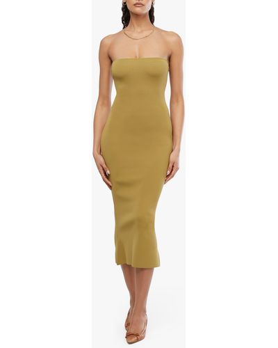 WeWoreWhat Strapless Ribbed Body-con Midi Dress - Green