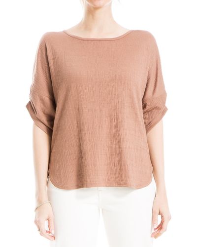 Max Studio Cinched Sleeve Textured T-shirt - Multicolor